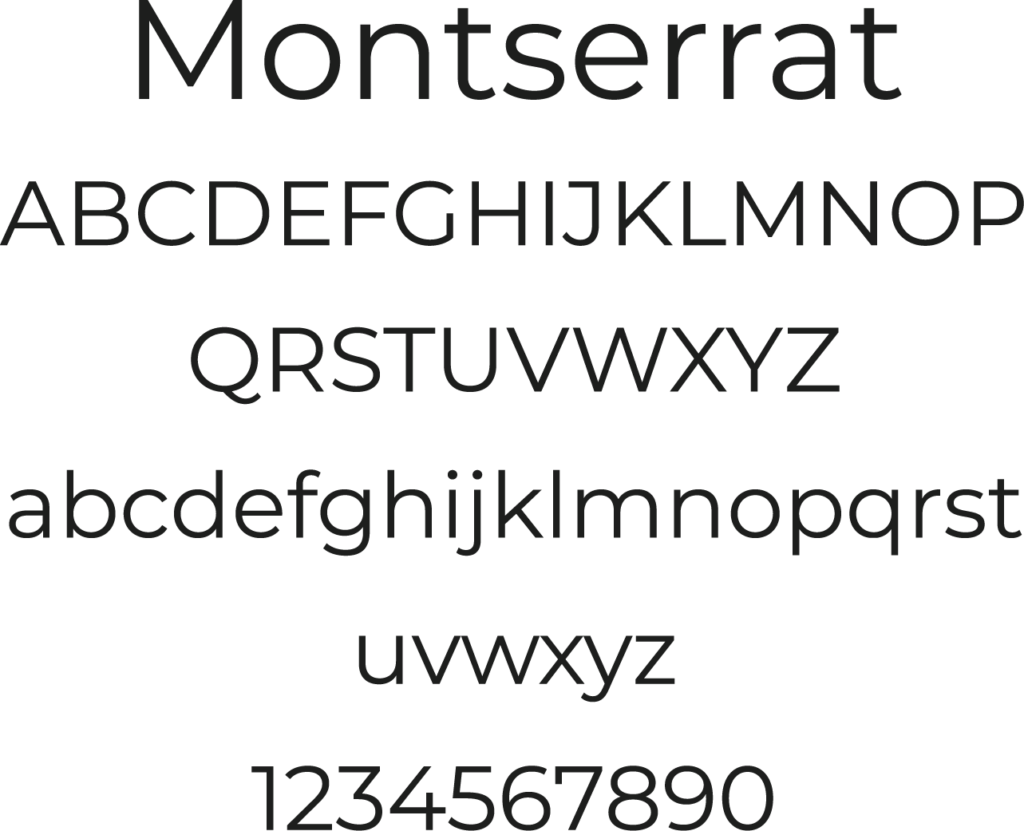 Montserrat font type showing uppercase, lowercase, and numerals