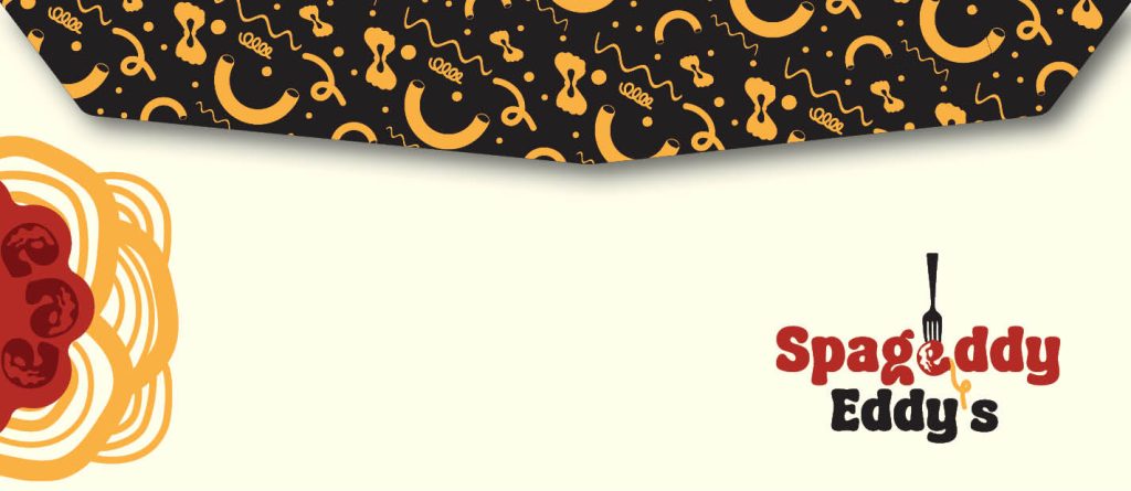 Re-designed Spageddy Eddy's front of envelope