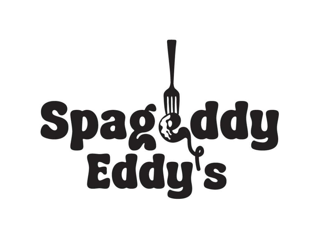 Re-designed Spageddy Eddy's logo in black
