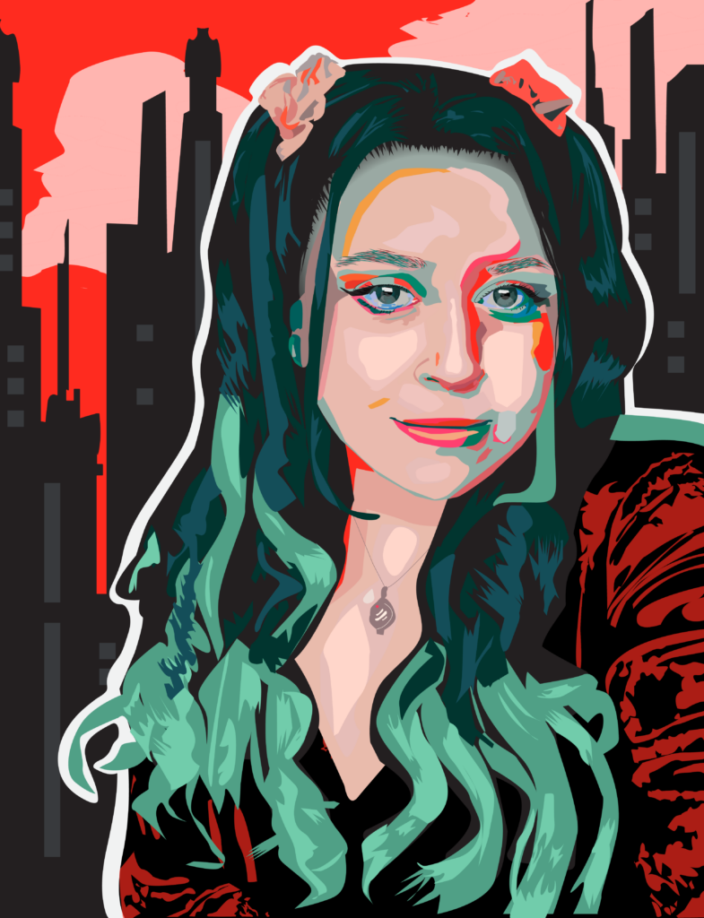 Illustrated portrait of Erika Idsardi